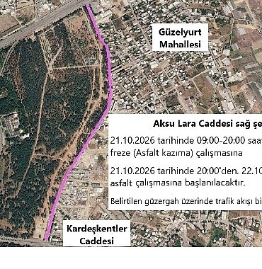 Aksu Lara Caddesi’nde asfalt çalışması yapılacak